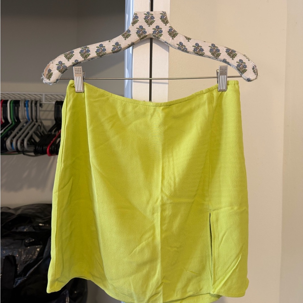 Aritzia Sunday Best Neon Lime Mini Skirt